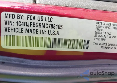 2021 Jeep Grand Cherokee Limited 4X4 из США, поврежденный, VIN 1C4RJFBG9MC788105